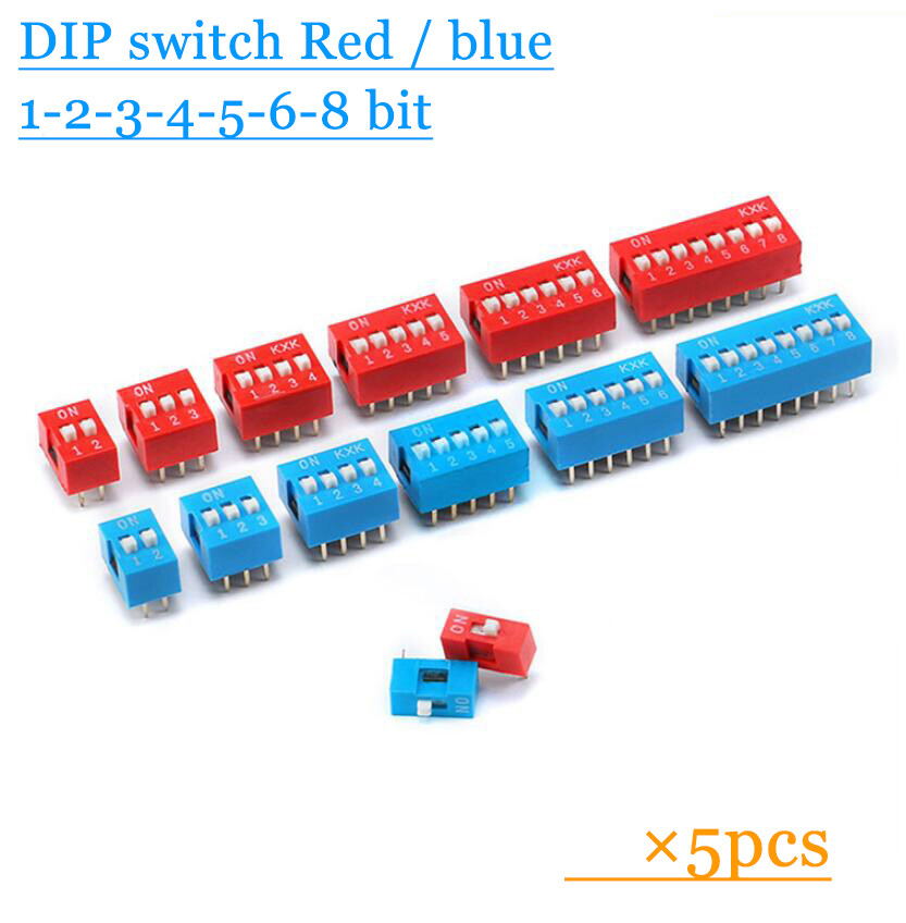 5pcs DIP switch Coding switch Flat dip switch 1/2/3/4/5/6/8 bit Dial switch