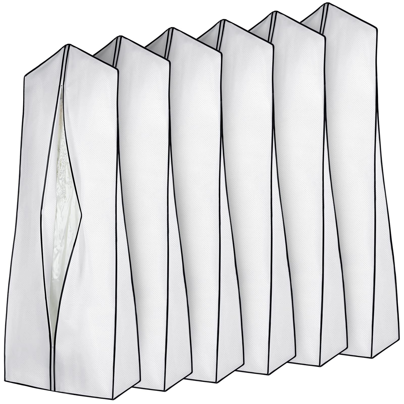 Woanger 6 Pcs 70.9" x 24" x 12" Bridal Wedding Gown Dress Garment Bag White