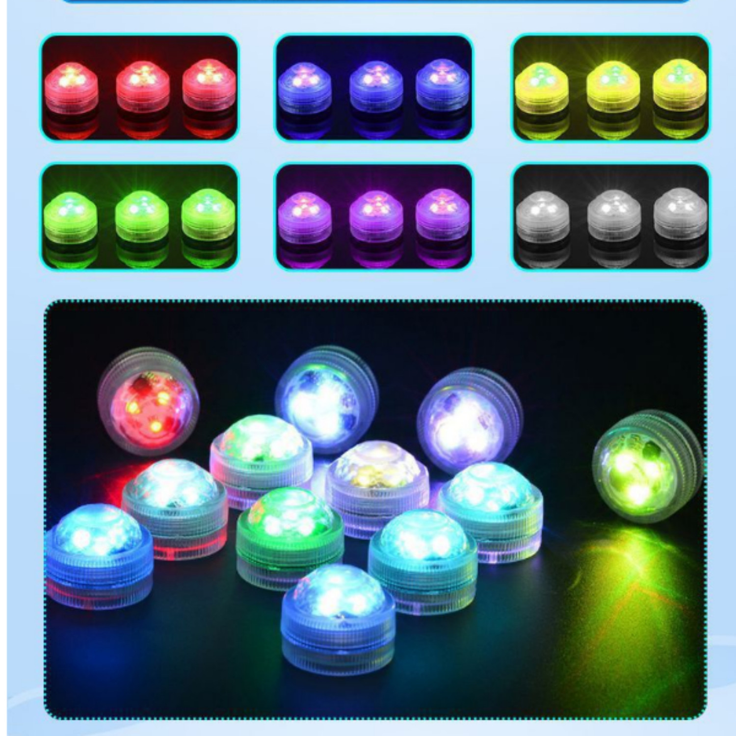 IP68 Waterproof LED Submersible Lights, 13 Colors Dimmable with Remote Control