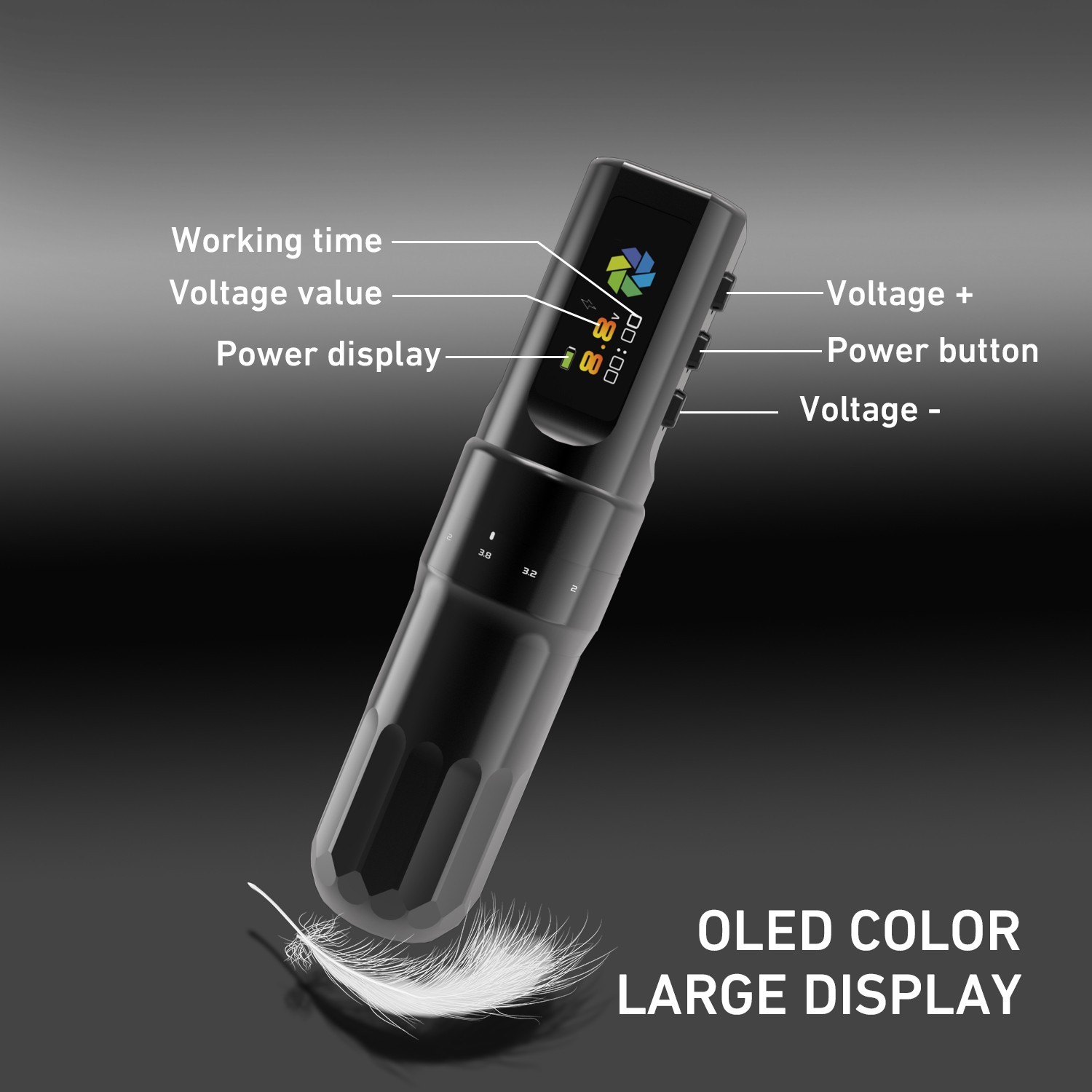 Wireless Rotary Tattoo Pen Machine Adjustable Stroke 2PCS 2000mAh Batteries