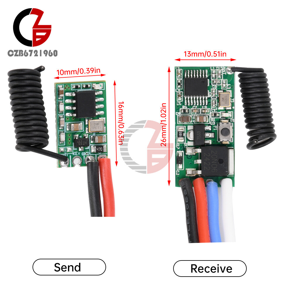 433MHz Long Range Wireless Remote Control Transmitter/Receiver Module DC 3V-24V