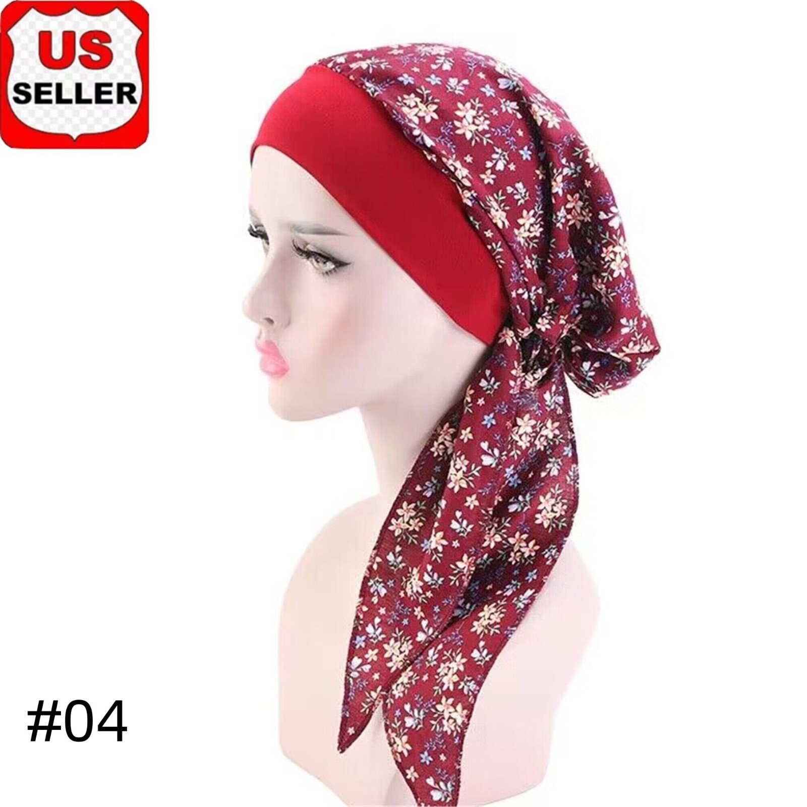 Fashion Muslim Womens Head Scarf Chemo Hat Turban Headwear Bandana Beanie 595