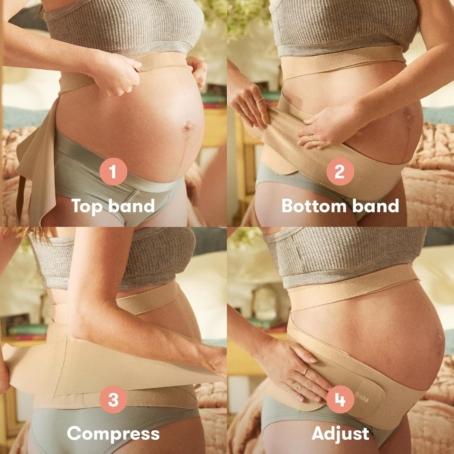 frida Dual-Support Belly Band, L/XL, Compression & Support, Adjustable, Beige