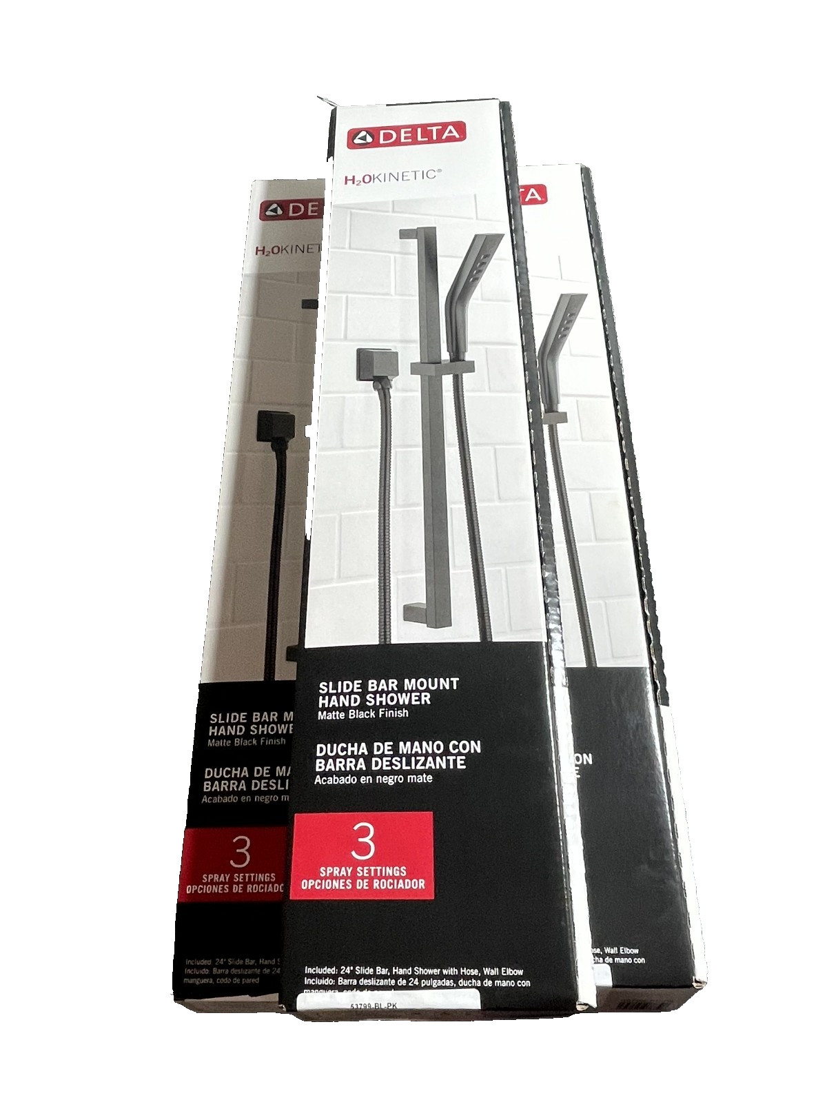 Delta 3-Spray  Wall Mount Handheld Shower Head 1.75 GPM Matte Black 53799-BL-PK