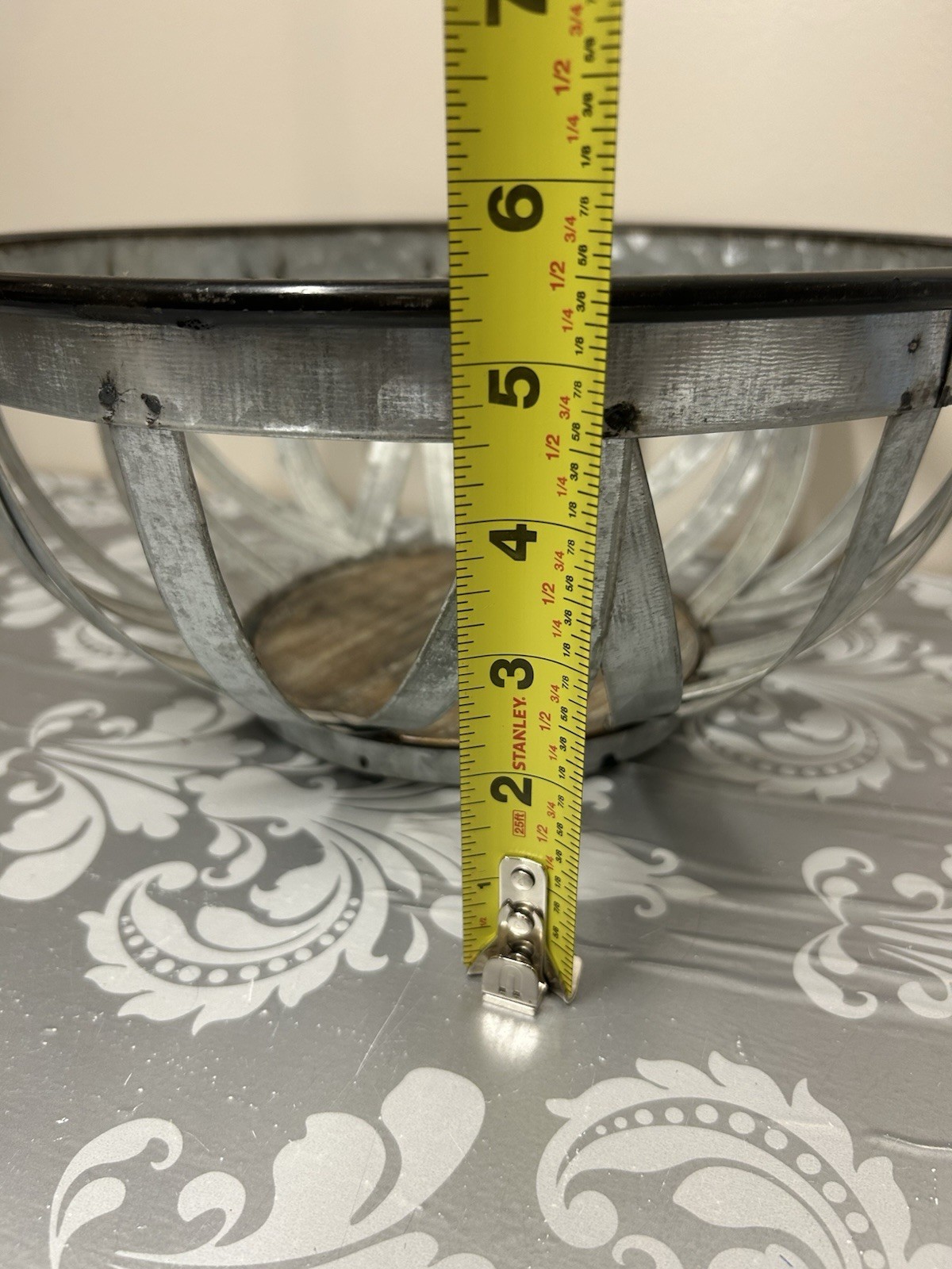 Metal/Wood Bowl Decrotive, 5.5 In Tall 12” Diameter Beautiful Country Decor