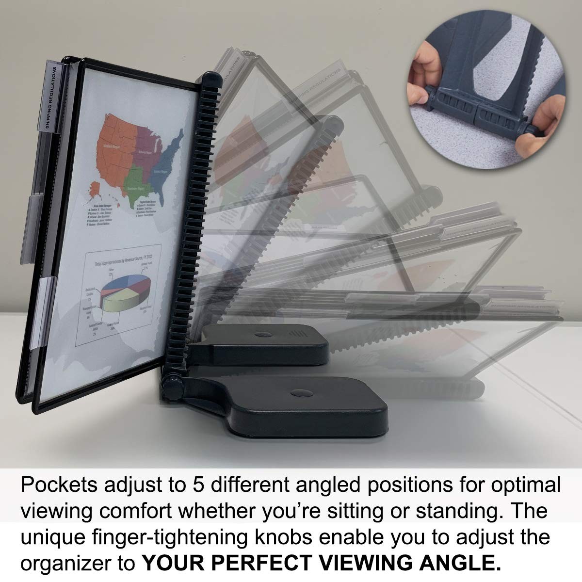 Ultimate Office Adjustaview 20-Pocket Desk Reference Organizer Easy-Load