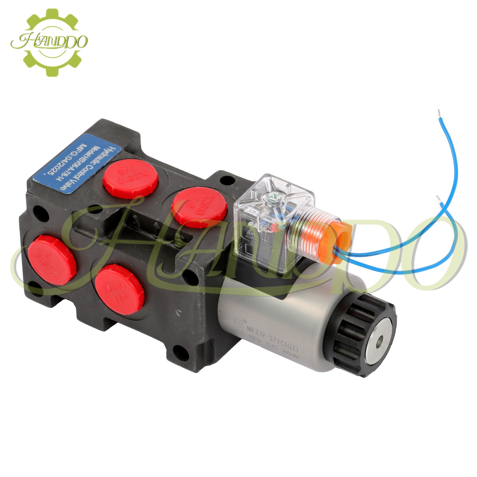 6 Port 12V DC 13GPM Hydraulic Solenoid Selector Diverter Valve 3-Plug 25MPa
