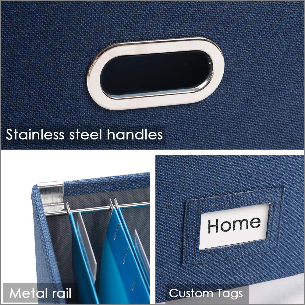 PRANDOM File Organizer Box - Set of 1 (1-pack) without folders, Navy Blue