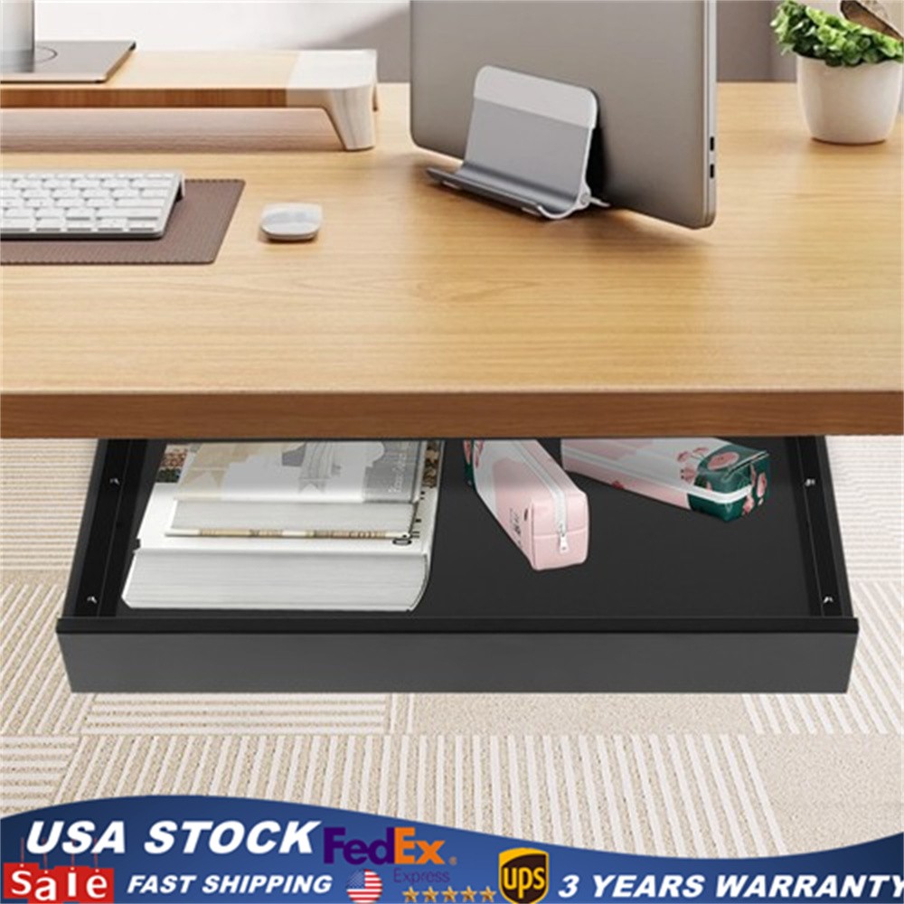 Under Desk Mounted Sliding Pull-out Drawer Storage Organizer For Workstations