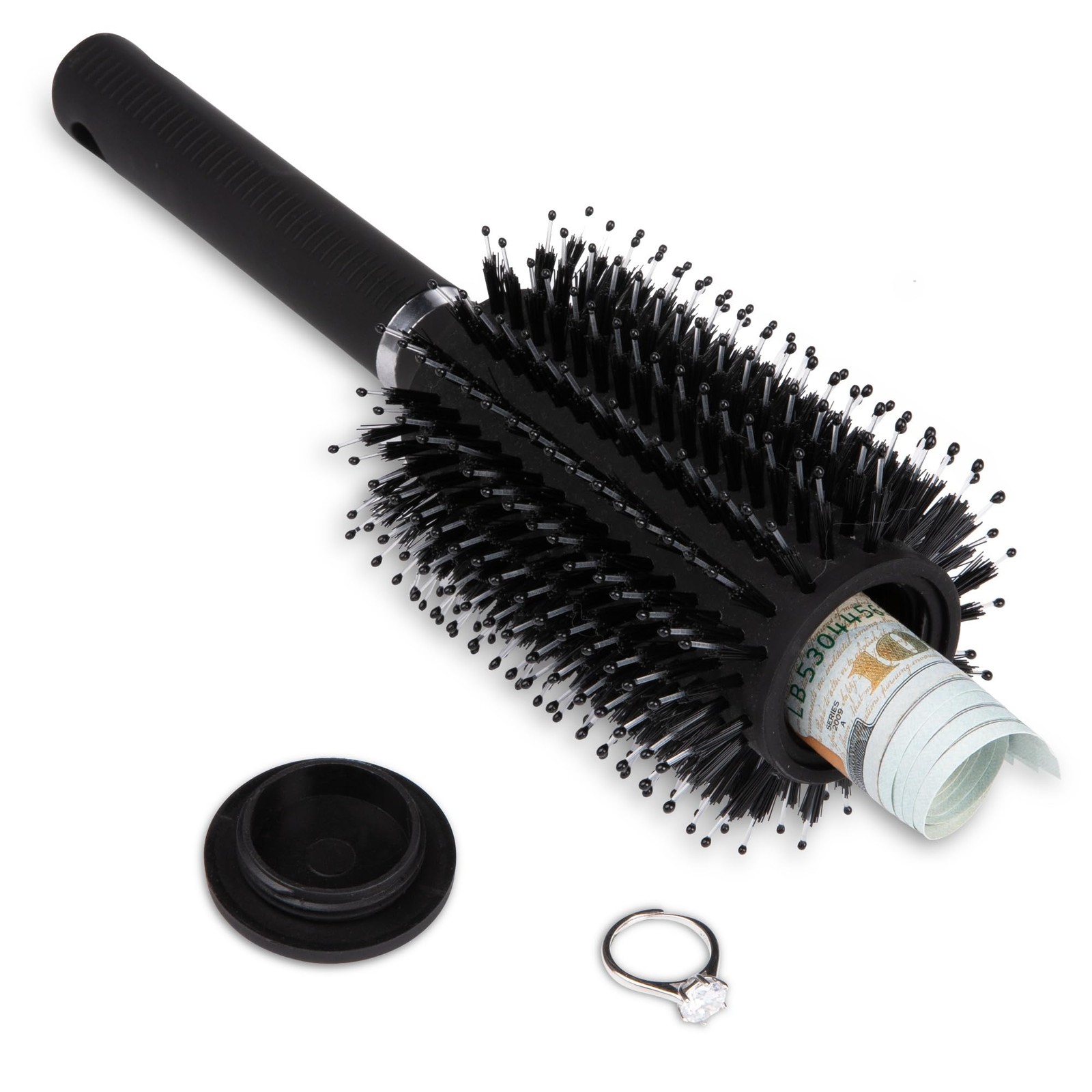 Hidden Hair Brush Diversion Safe Secret Stash for Money Jewelry Travel Black Can