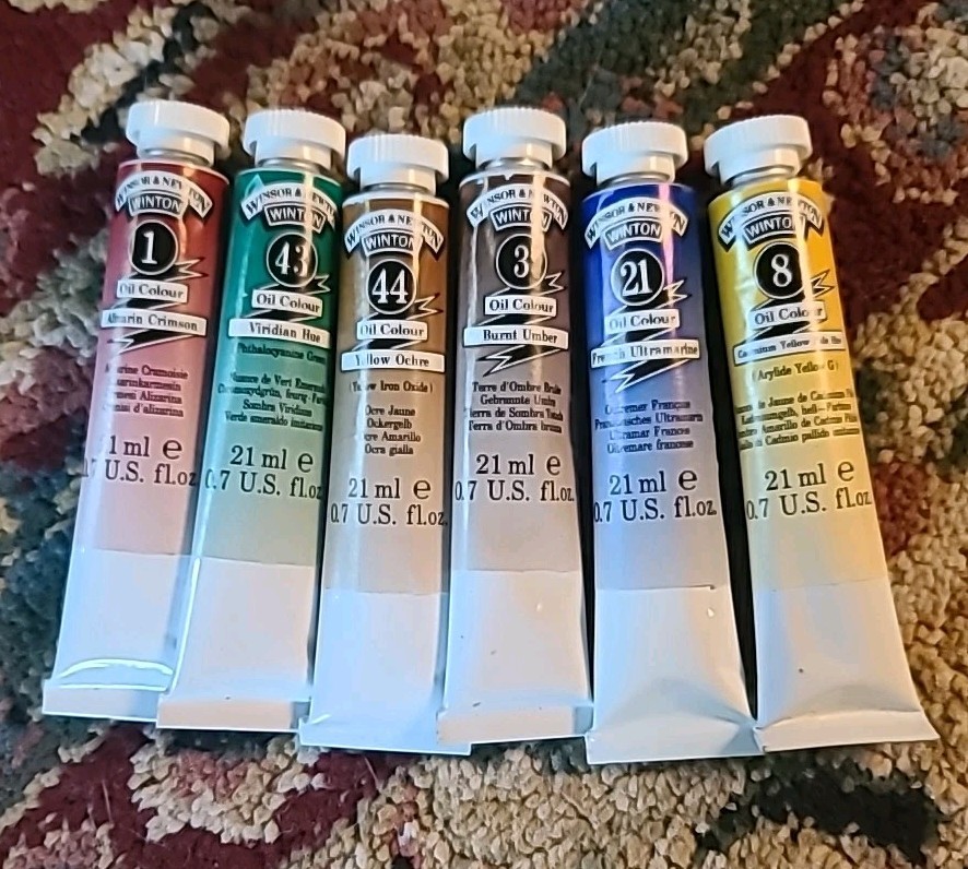 6 Vintage Winsor Newton Mixed Oil Colour Paint 21 ML  Each Soft Tubes England