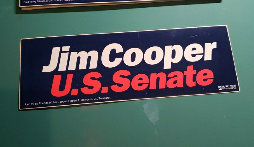 Jim Cooper U.S. Senator Tennessee TN Election Campaign Bumper Sticker Vintage