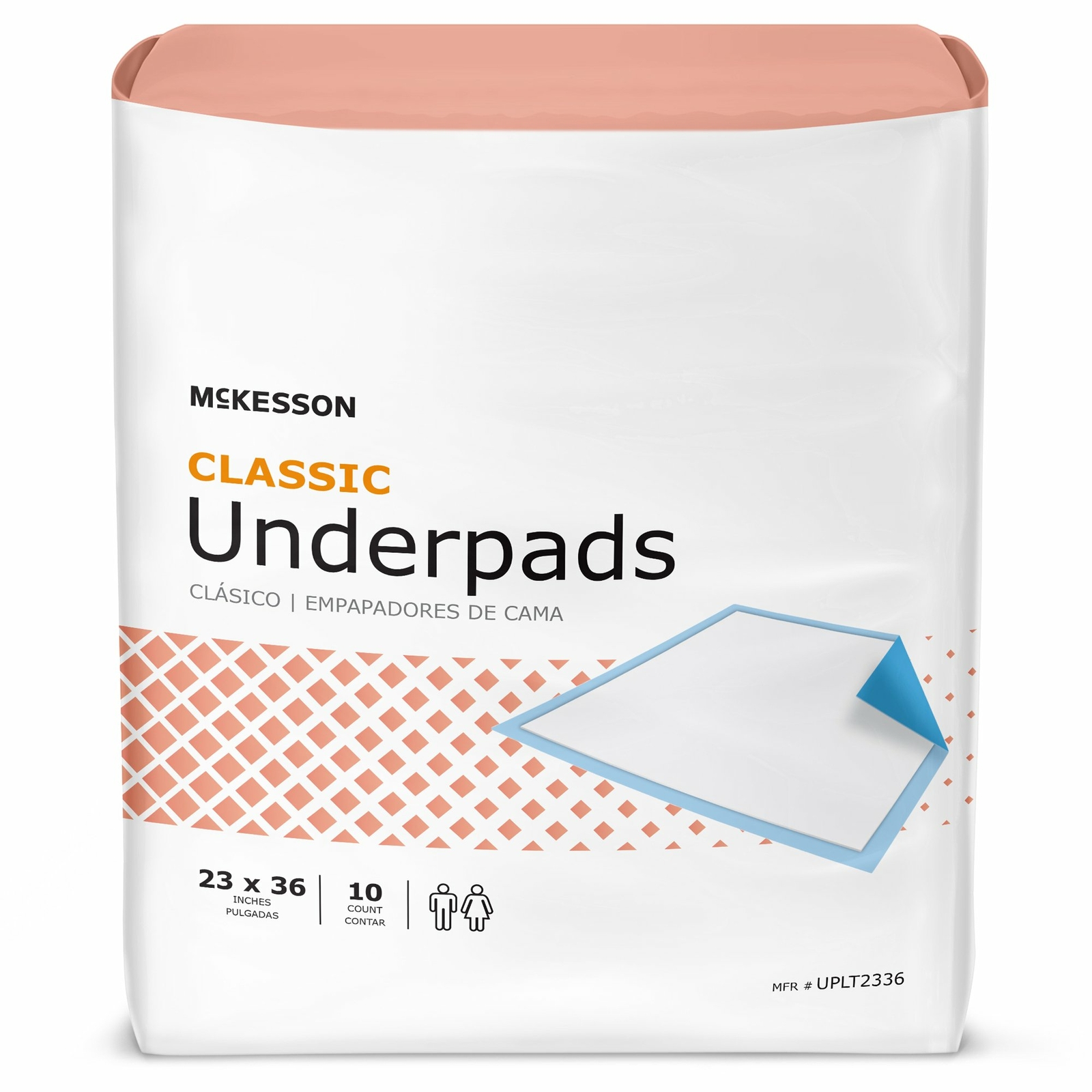 McKesson Lite Underpad, 23 X 36 Inch Disposable Light Absorbency, Bag of 10