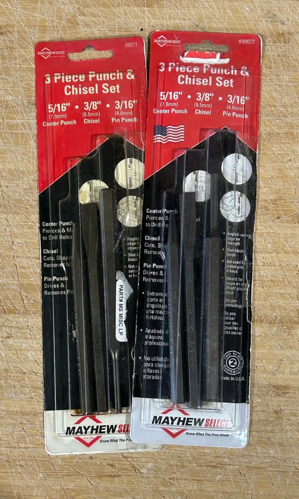 Mayhew 3 Piece Punch and Chisel Set (2pack)