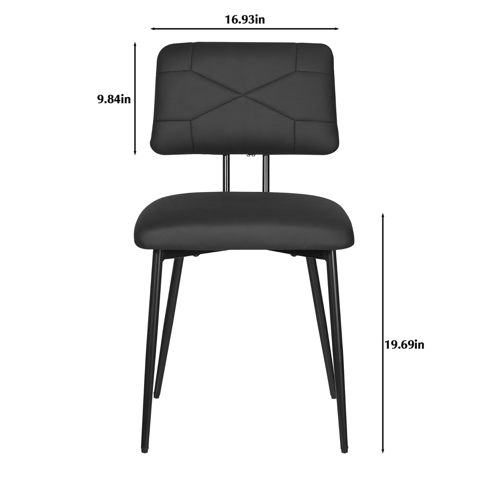 Set of 2 Upholstered PU Leather Dining Chairs with X Back Metal Legs Kitchen