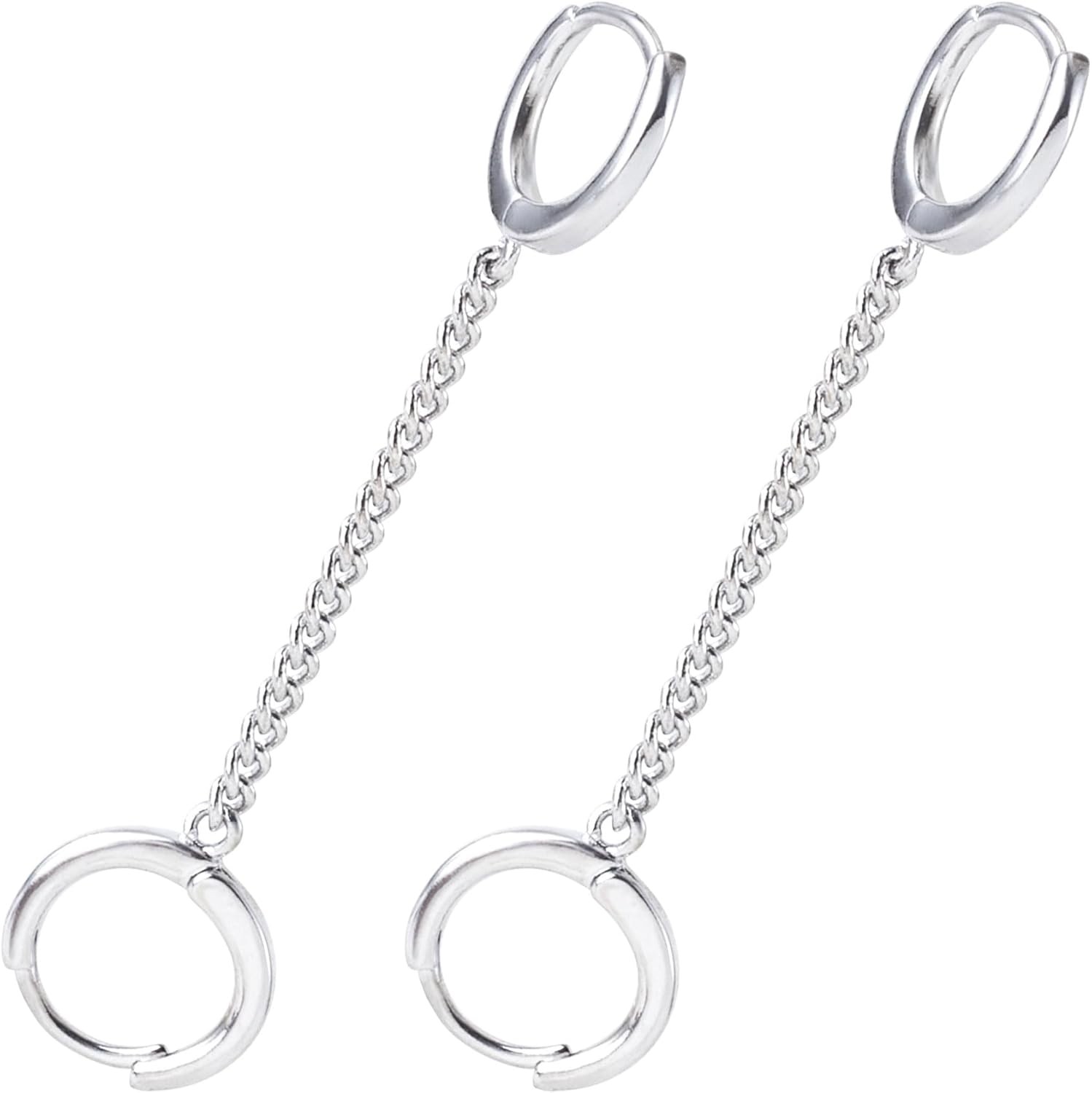 Earplug Holder Earrings Compatible with Earplugs, Double Hoop Silver