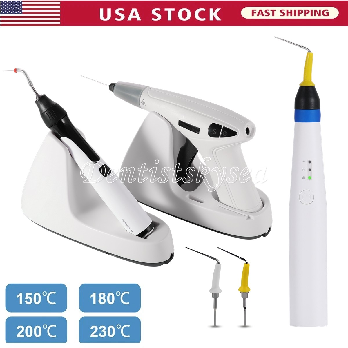 US Dental Endodontics Gutta Percha Obturation System Pen /Endo Heated Pen +Tips