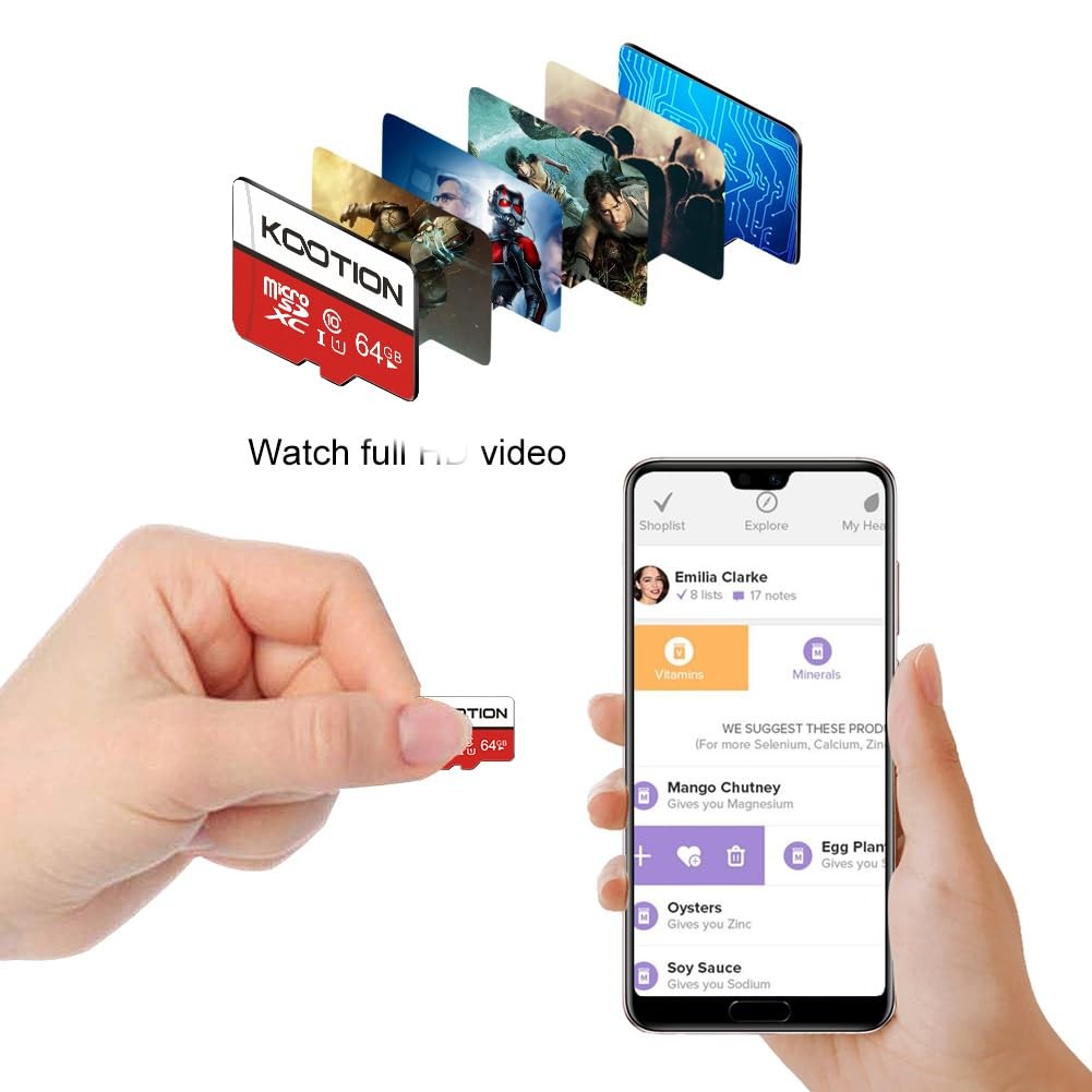 64GB Micro SD Card 2 Pack, Micro SDXC Memory Card Class 10 Micro SD Cards UHS...