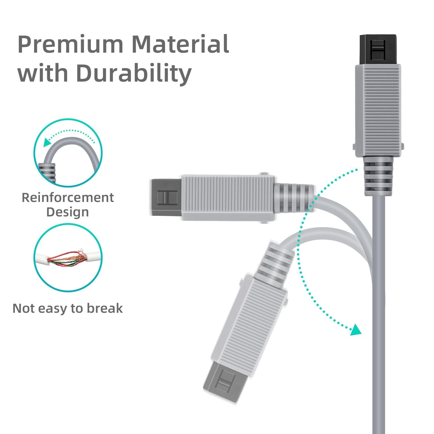 6.5 Ft Type-C Power Charge Cable for Wii - Lightweight & Durable Gaming Solution