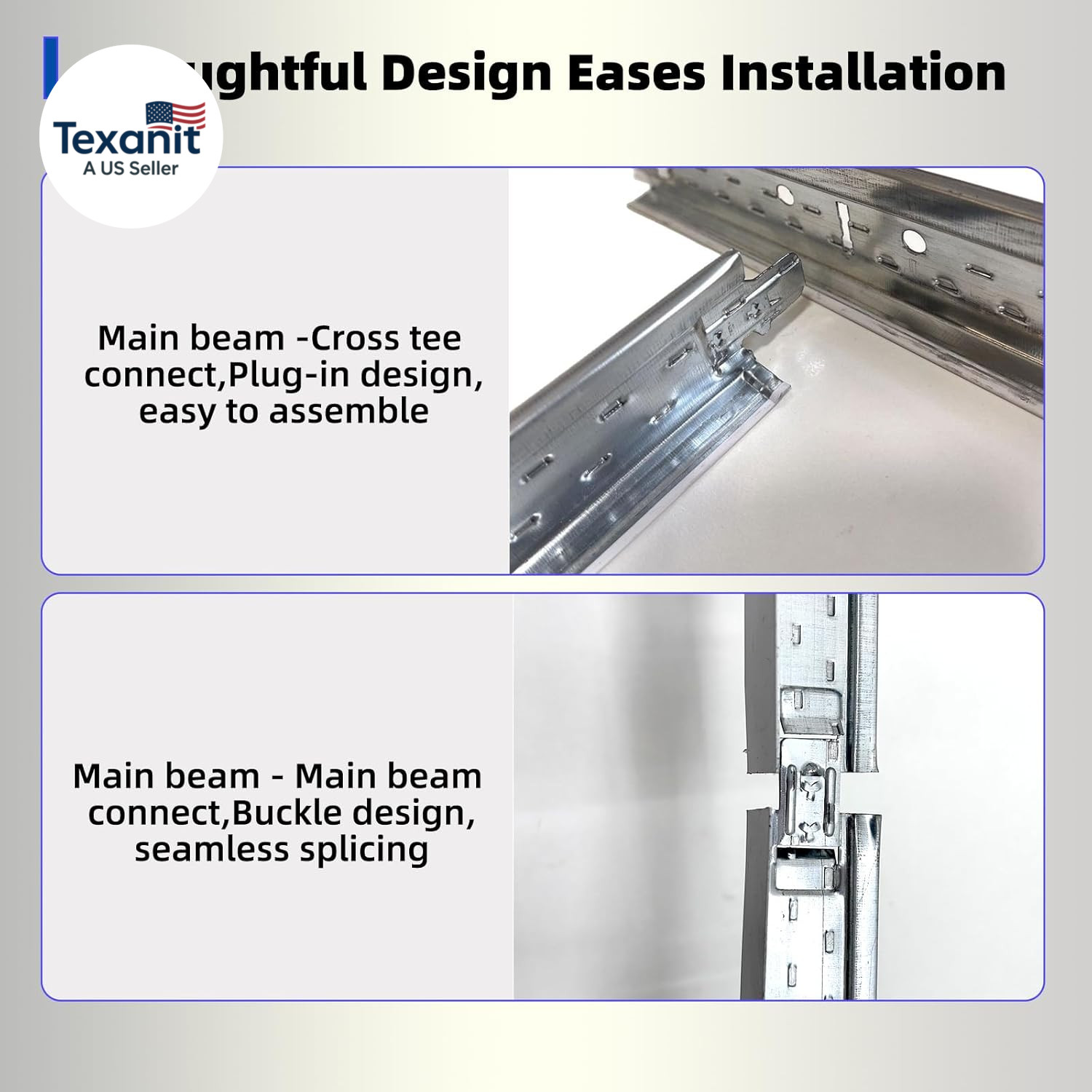 64 SQ FT White Galvanized Drop Ceiling Grid Kit for Basement Living Room Kitchen