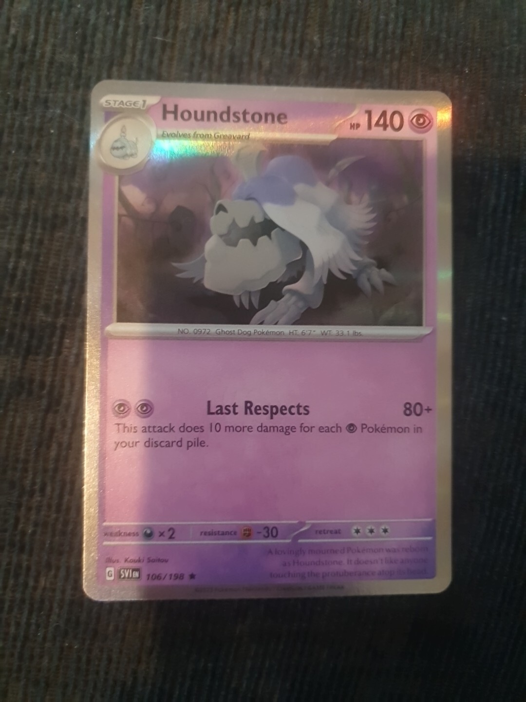❄️106/198 Houndstone  Holo Card SV01 Scarlet & Violet Pokemon TCG 2023