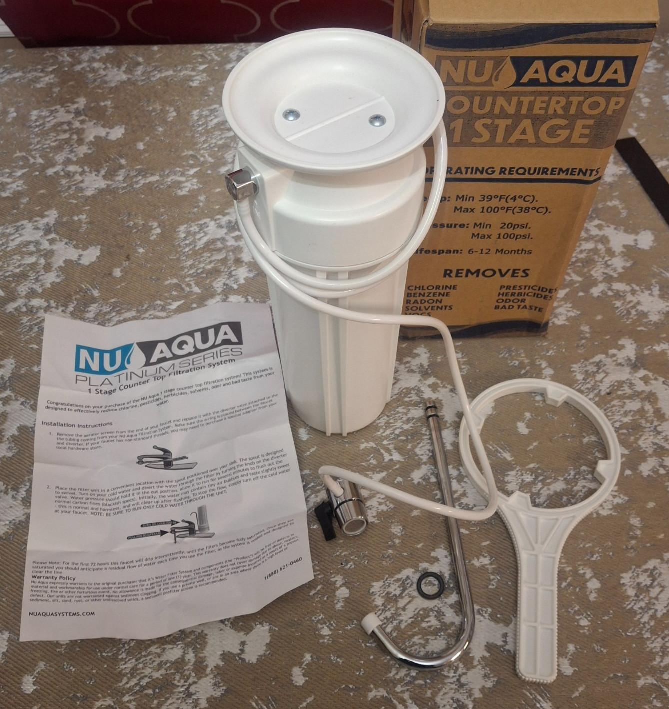 NU Aqua 1-Stage Countertop Water Filtration System WU-CTR-1ST Platinum Series