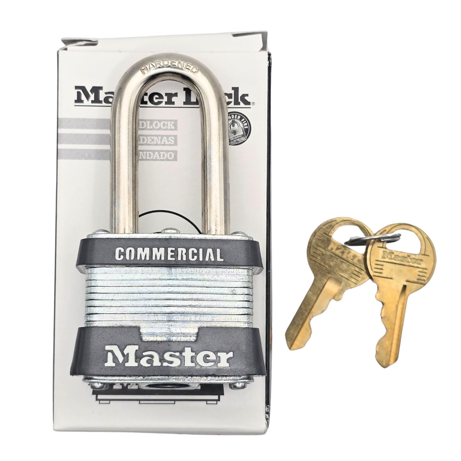 Master Lock 3MKLF Padlock Commercial Grade 1-1/2" Shackle + 2 Keys