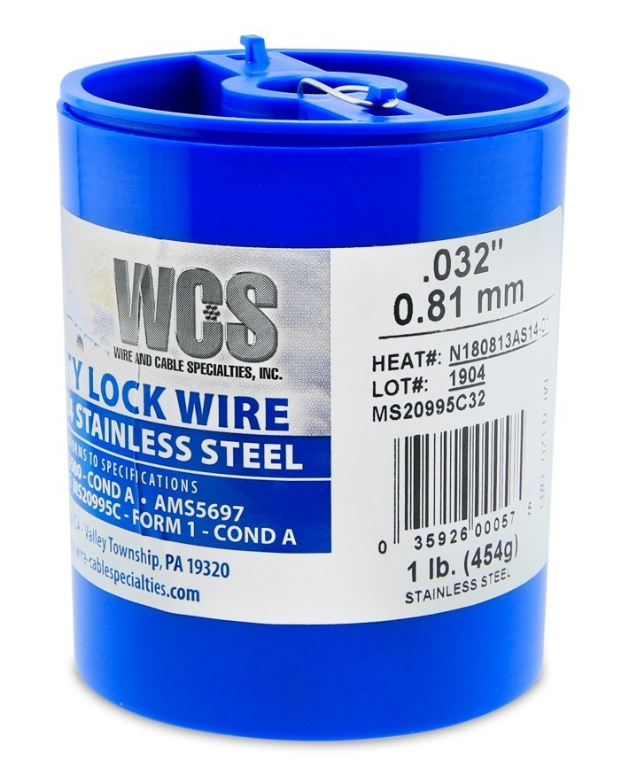 .032" WCS Stainless Safety Lock Wire MS20995C32 One Pound Roll 362 Feet