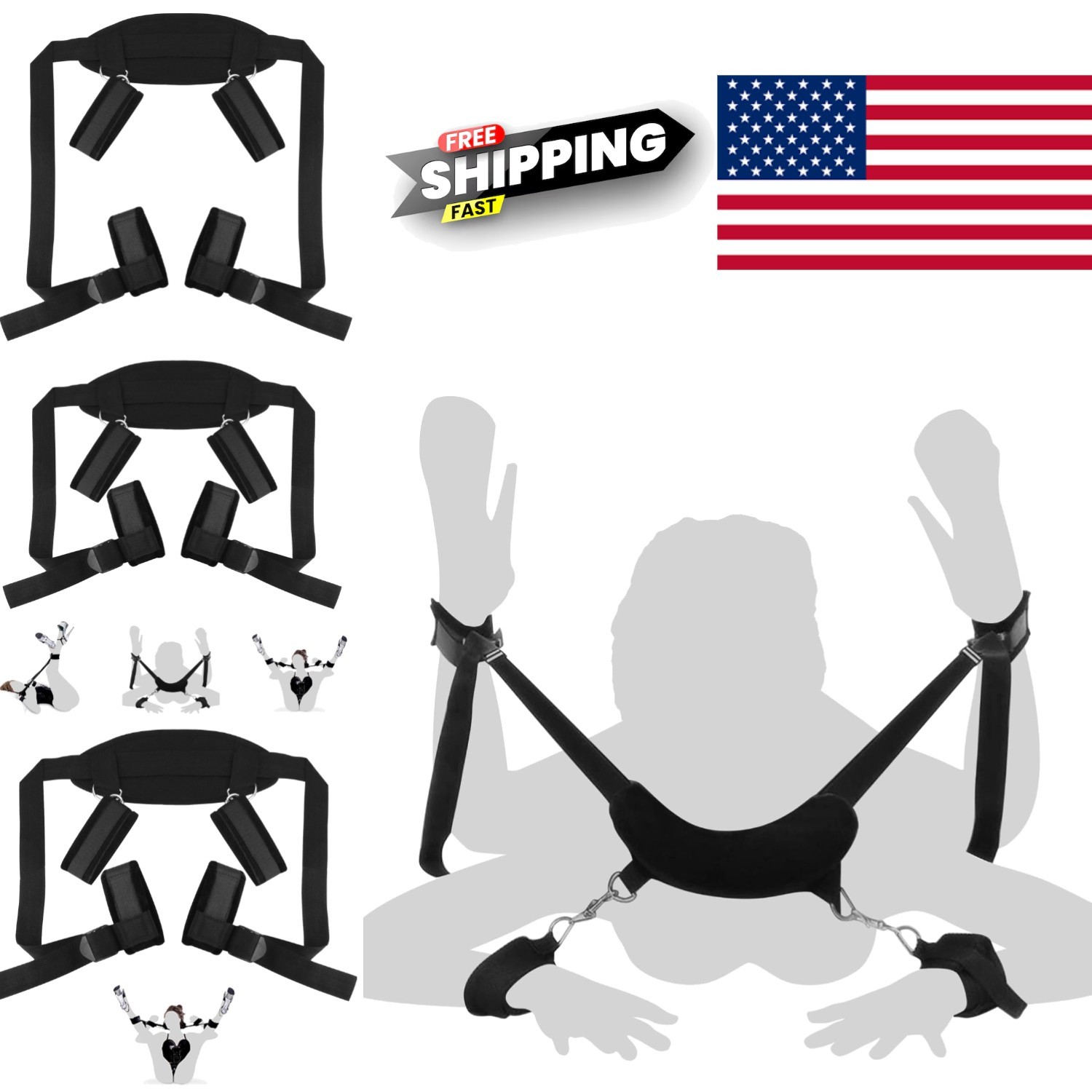 BDSMS Bed Restraints Kit for Couples Hand and Ankle Cuffs Adult Bondage Set
