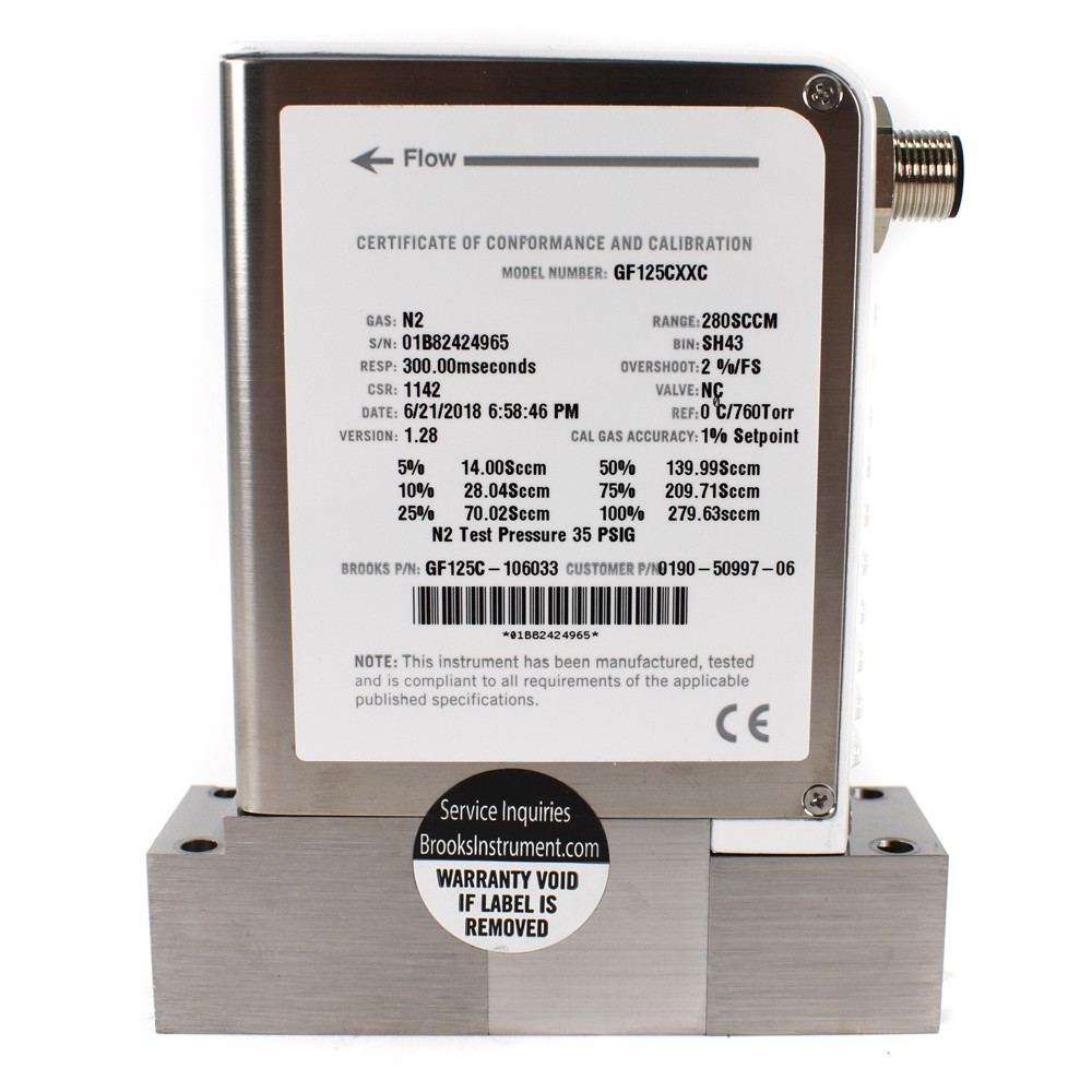 Brooks Instrument GF125CXXC Mass Flow Controller MFC Ar 200SCCM .2SLM