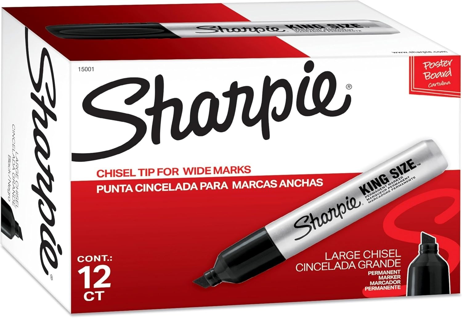 Sharpie King Size Permanent Marker Set, Chisel Tip Markers, Thick Poster Markers