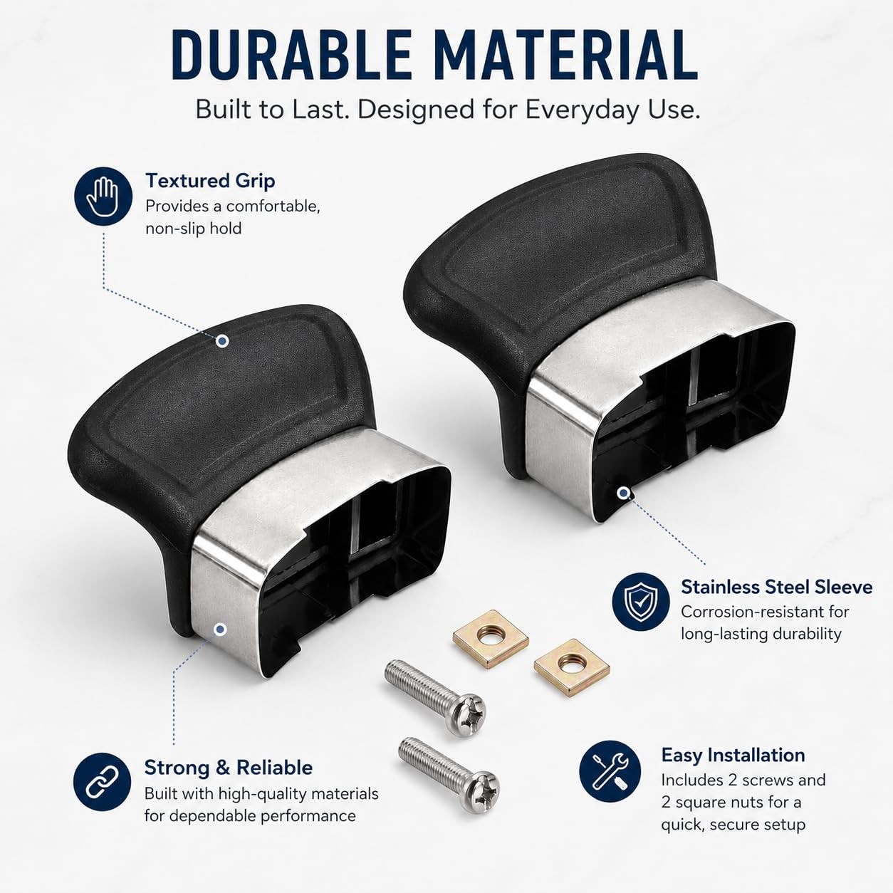 Replacement Handles for Single-Hole Pots and Pans - 2 Pack Black