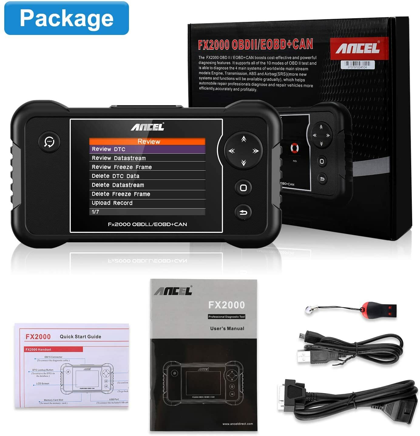 Automotive OBD2 Scanner Diagnostic Code Reader Car ABS SRS Transmission Engine