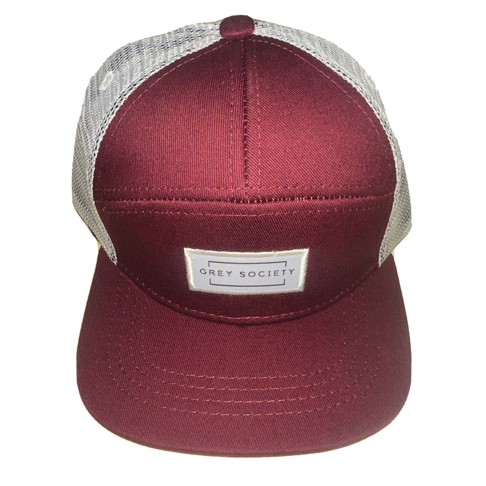 Kids And Infants Grey Society Trucker cap hat Maroon Red White Mesh Snapback