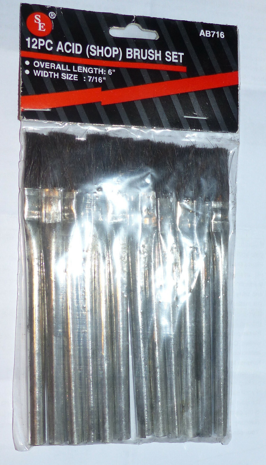 12pc Acid Flux Shop Brushes Set 6" Long  7/16" Wide Wood Glue Parts Cleaning NEW