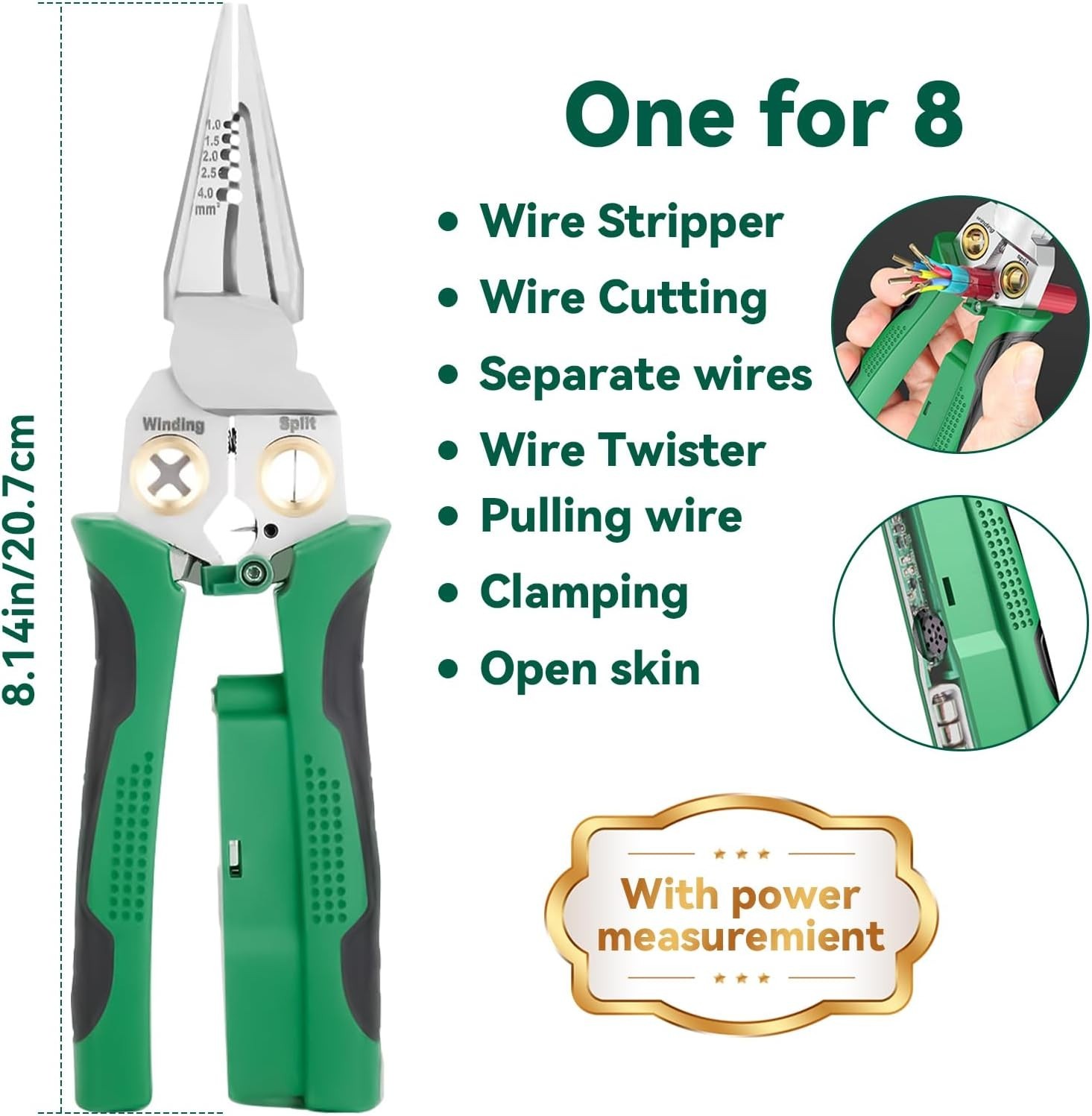 8 In 1 Wire Strippers with Voltage Tester, Cable Strippers/Cutters with Plier