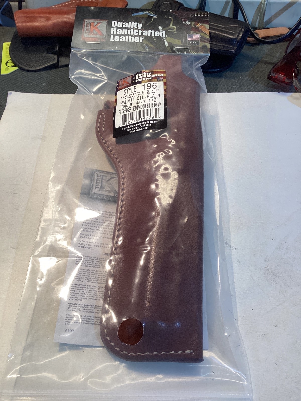 Triple K holster Style 196  Ruger  Redhawk  & Super Redhawk 7 1/2 inch RH. NEW