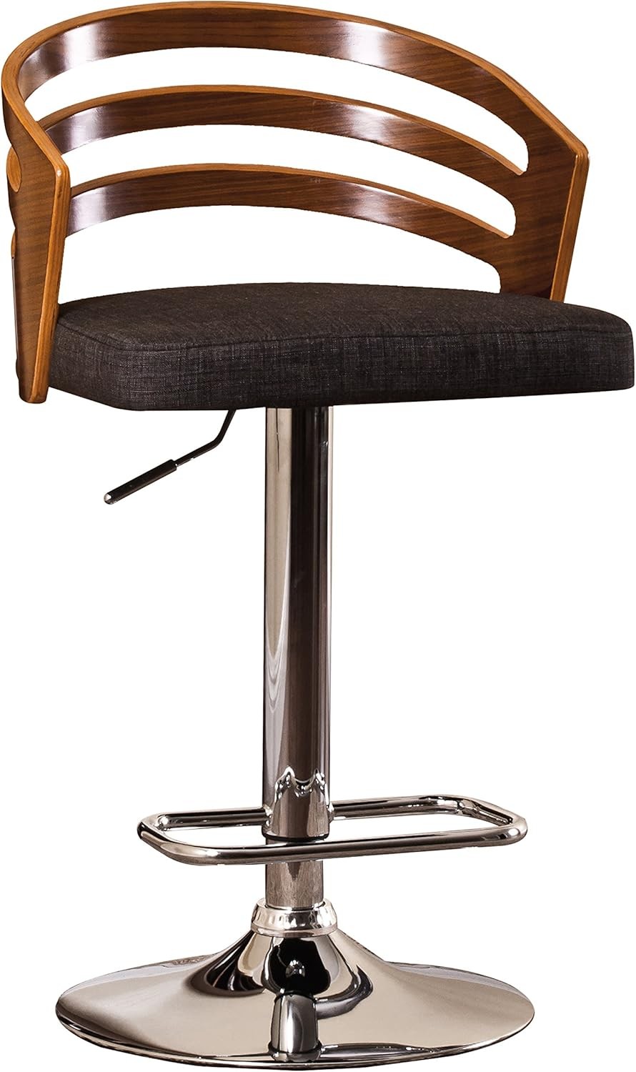 Adjustable Swivel Bar Stool with Cushion & Footrest, 24-33 Inch Height Black