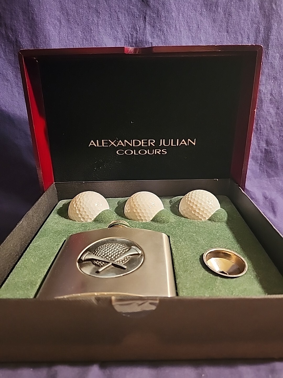 Alexander Julian Colours Corporate Golf Ball Set W/3-Balls,Tee, & Flask