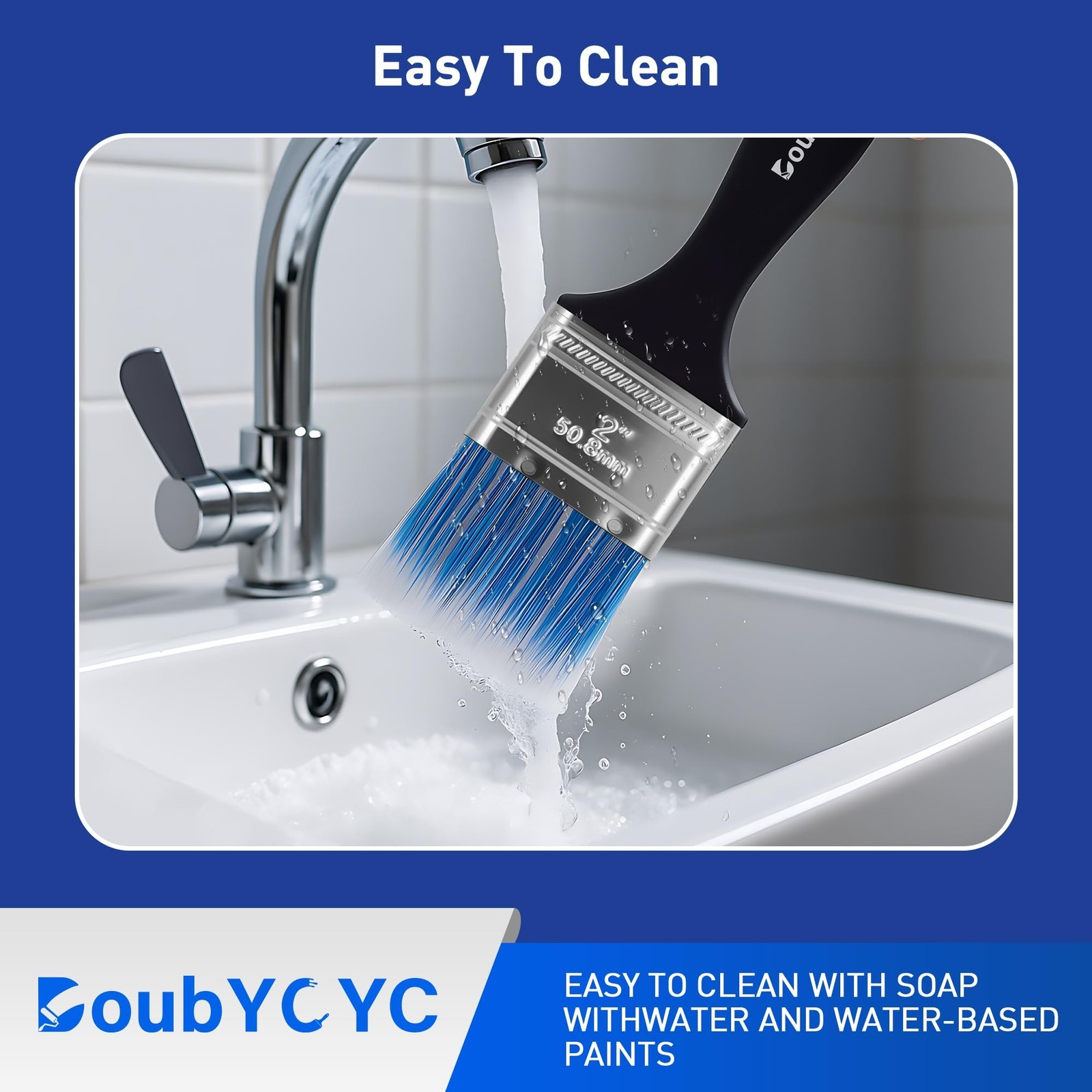 DoubYCYC 24 Pack 2 Inch Flat Paint Brushes Plastic Handle