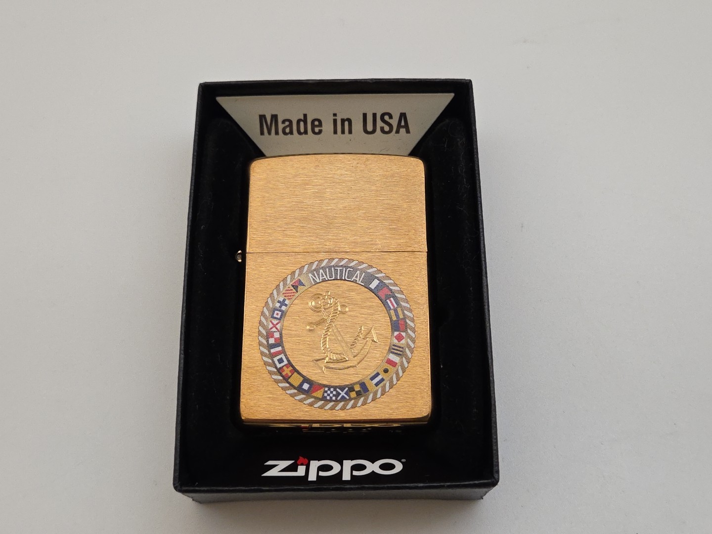 ZIPPO LIGHTER BRUSHED BRASS SIGNAL FLAG 2019