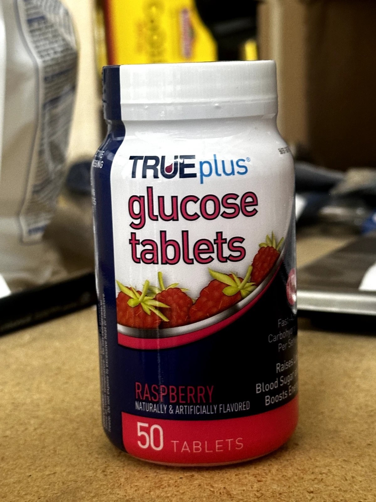 TRUEplus Glucose Tablets 15g Raspberry 50 Ct