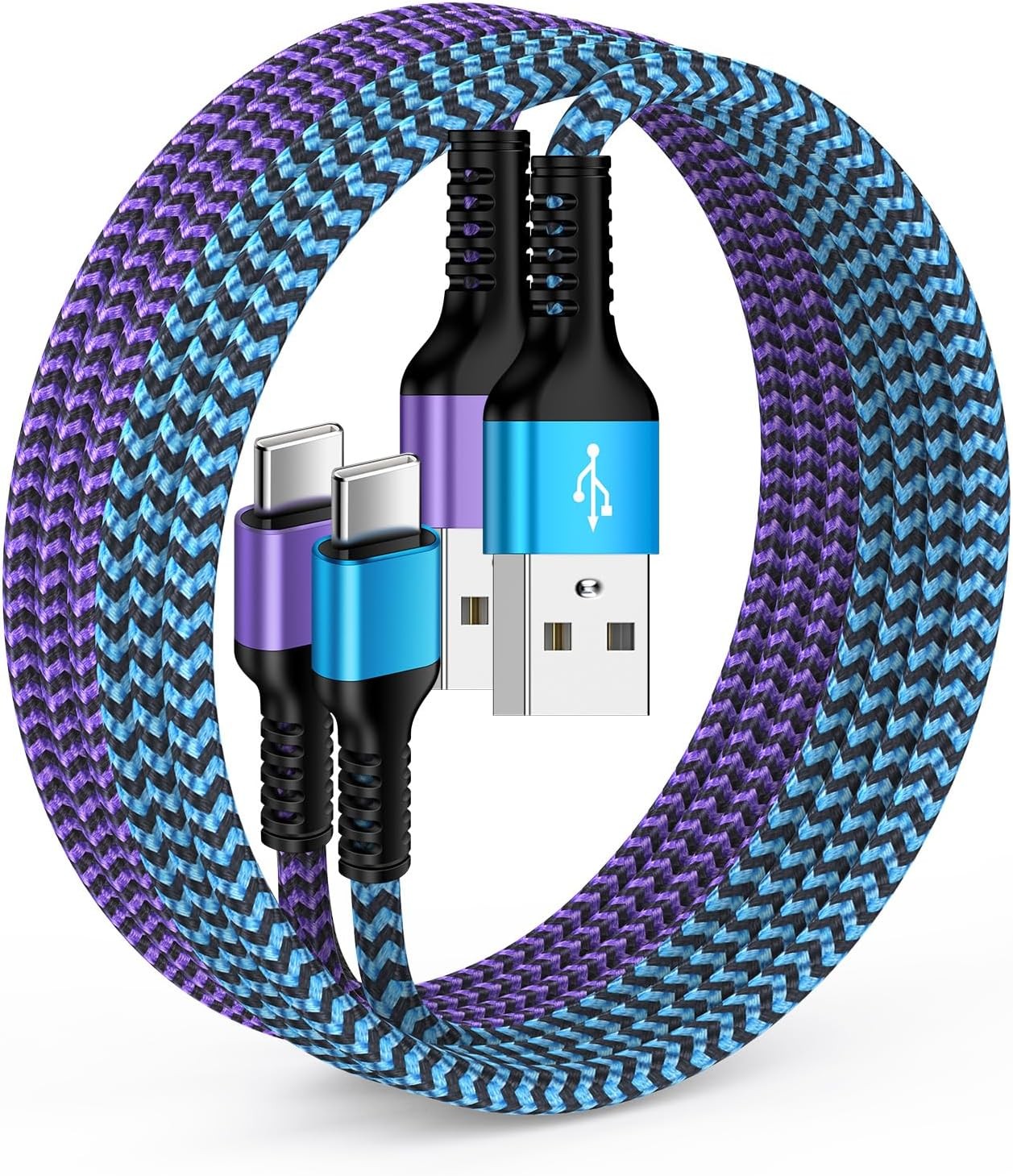 2 Pack USB-A to USB-C Braided Fast Charging CarPlay Cable 3 FT Data Transfer
