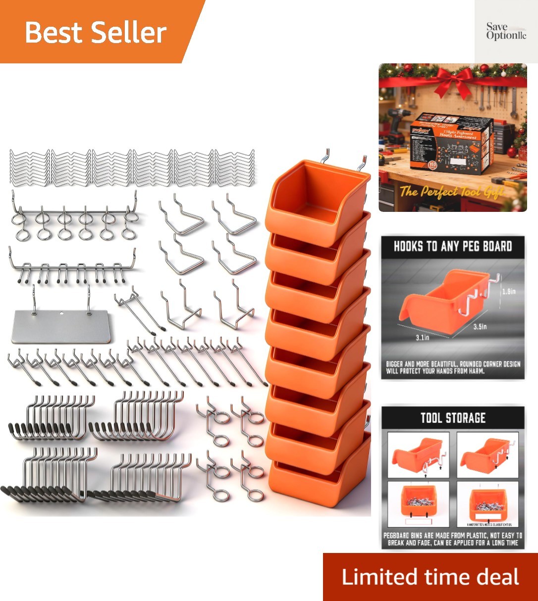 150 PCS Pegboard Hooks Assortment Kit – 15 Types Heavy Duty Pegboard Accessor...