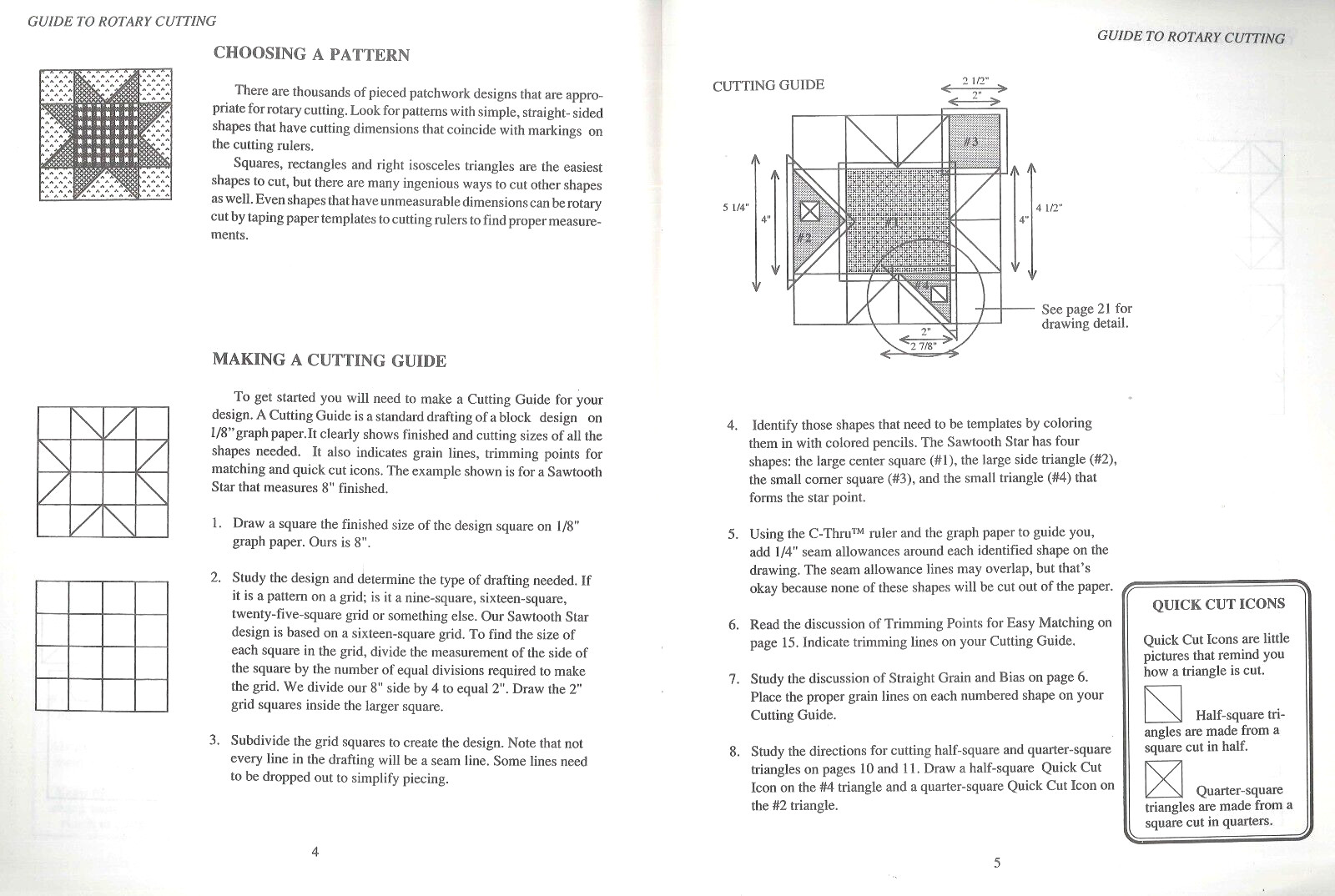 Guide To Rotary Cutting Patchwork Pieces 1994 McCloskey Strips Trimming Points