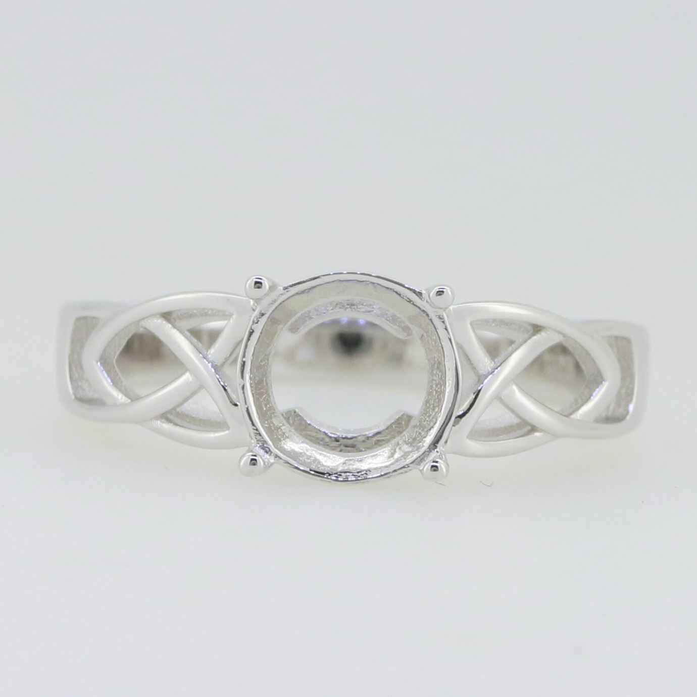 Sterling Silver Semi Mount Ring Setting Round RD 8x8mm Celtic Knot