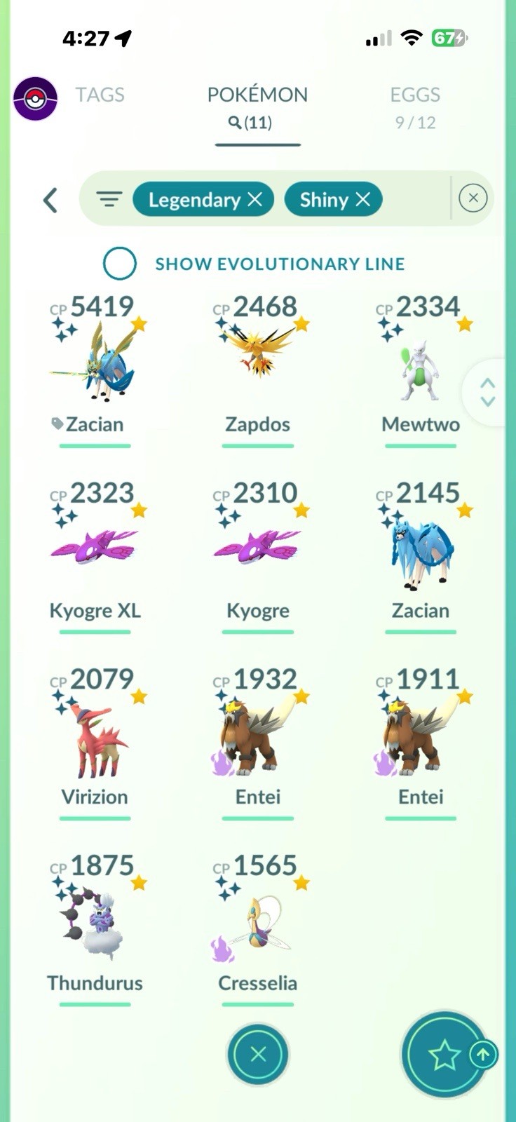 Pokémon GO Level 73 Game Account Legendary Shiny Pokémon Collection