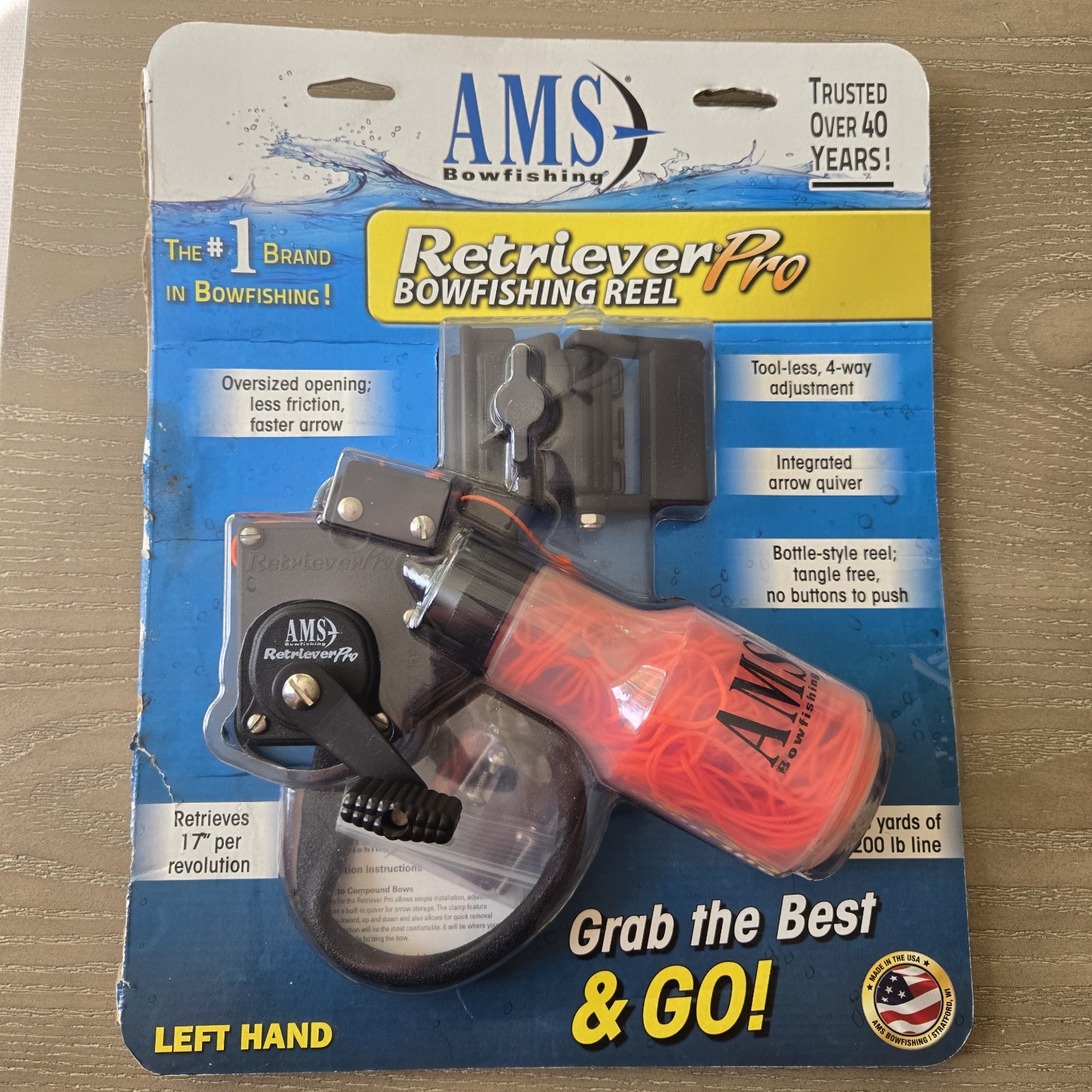 AMS Bowfishing Reel Retriever Pro Tournament Series-Left Handed-610-12-RH