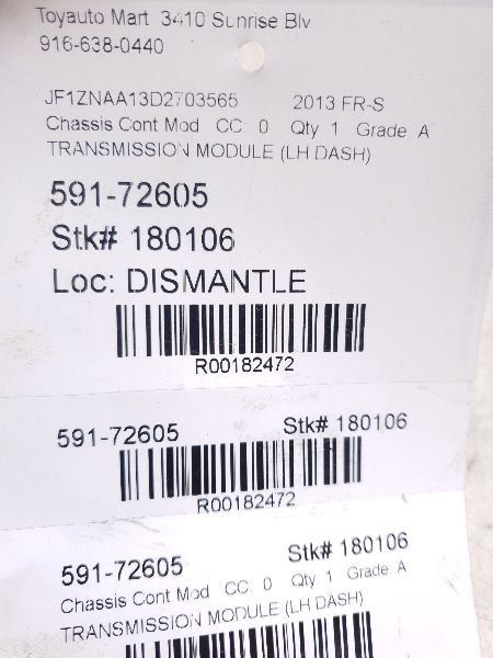 13-16 SCION FR-S TRANSMISSION COMPUTER CONTROL MODULE ECM ASSEMBLY