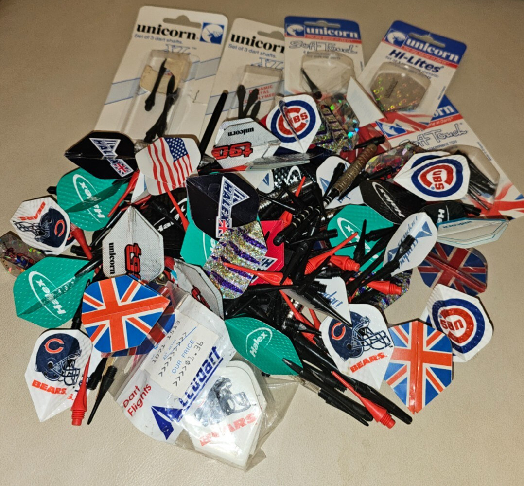 Giant Pub Darts Lot of 200+ Pieces Parts All Flights and Tips